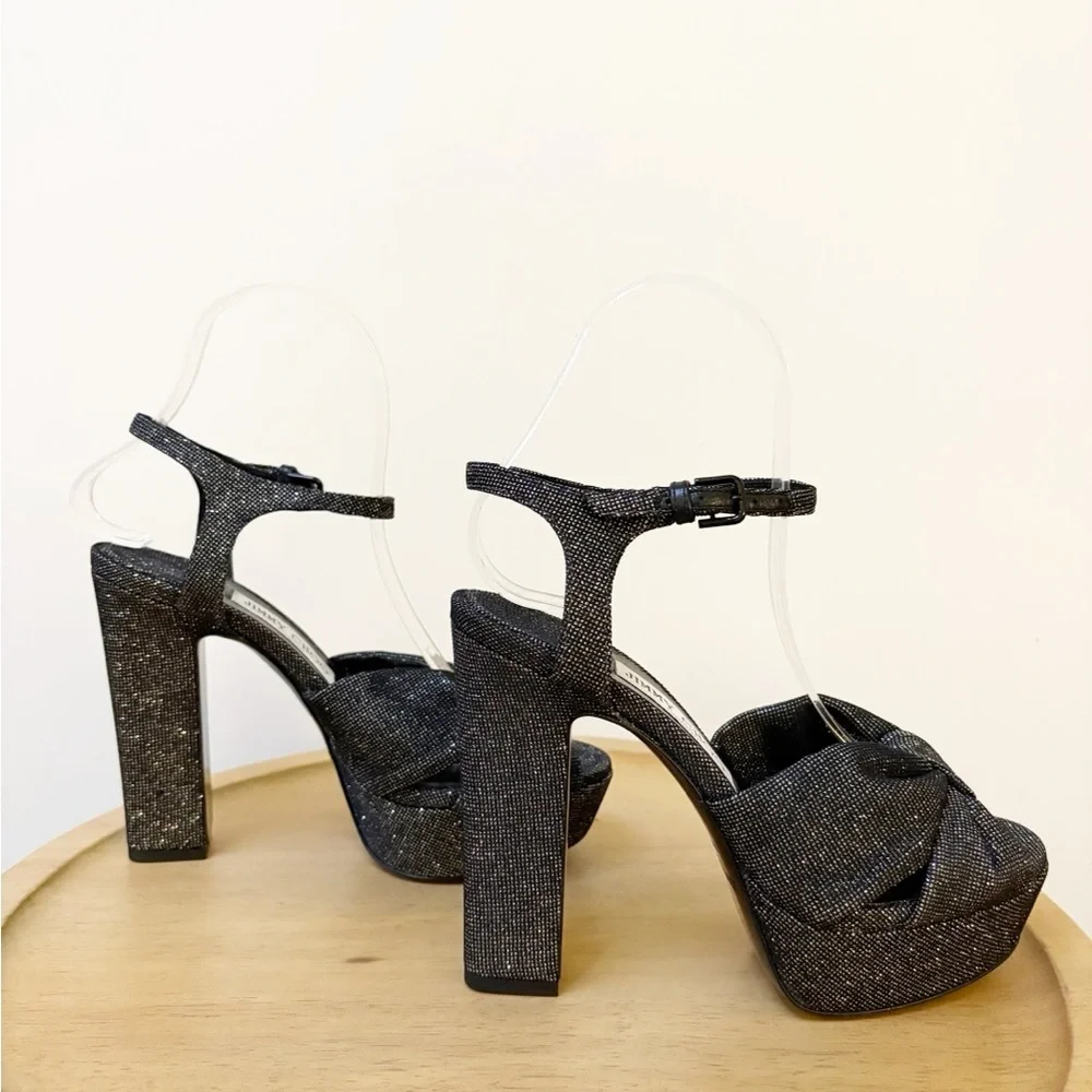 JIMMY CHOO Heloise Glitter Knot Platform Heels